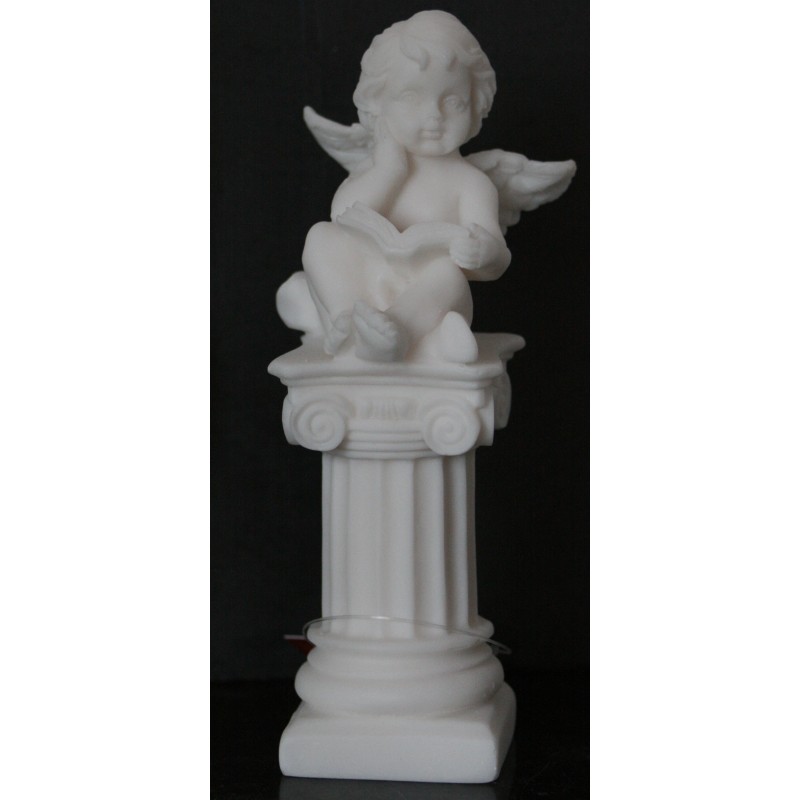 Décoration statue d'ange sur colonne angelot chérubin H. 14CM