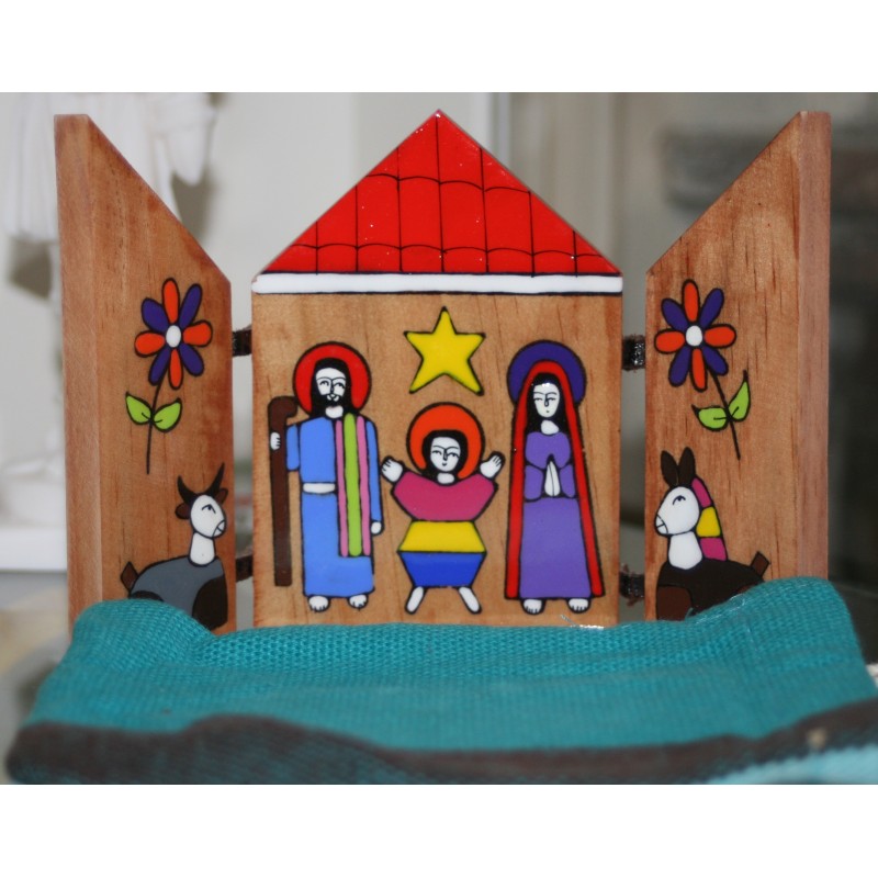 Icone Crèche de Noel Triptyque en bois