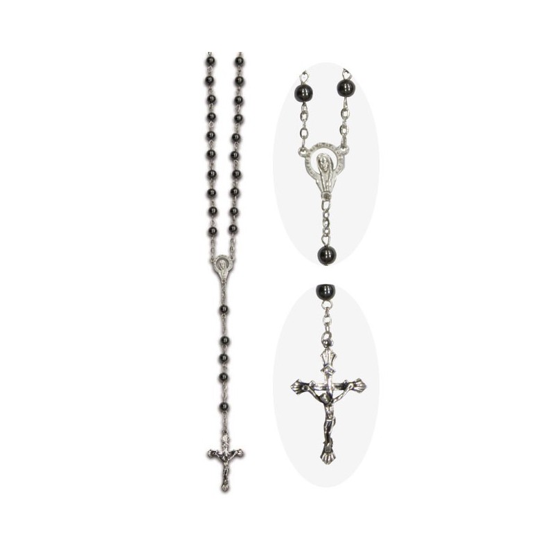 Chapelet perles en hématite  L. 50 CM