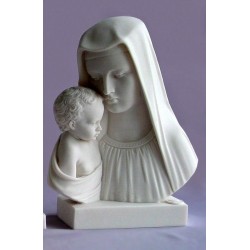 Statue Buste de la Très Sainte Vierge Marie en albatre blanc H. 14 CM