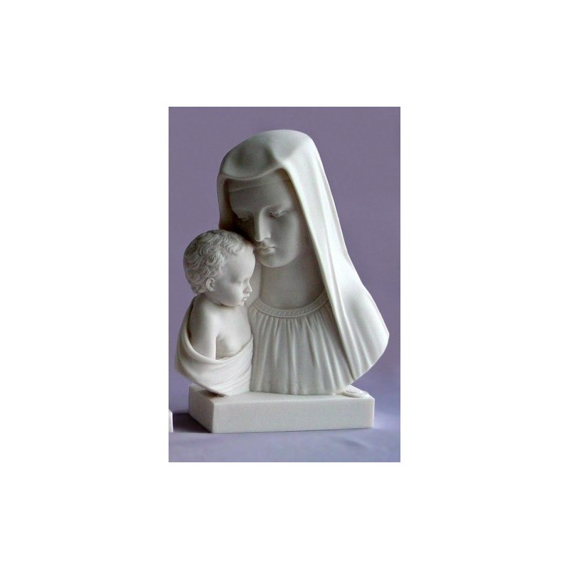 Statue Buste de la Très Sainte Vierge Marie en albatre blanc H. 14 CM