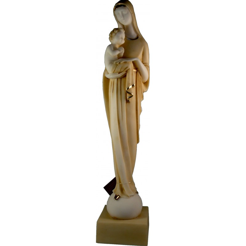 Statue de la Très Sainte Vierge Marie avec l'Enfant Jésus en albatre blanc H. 30 CM Statue de la Très Sainte Vierge Marie avec l'Enfant Jésus en albatre blanc H. 30 CM