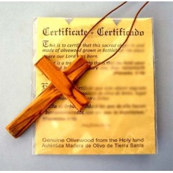 Croix d'aube en bois d'olivier pour première communion avec cordelette