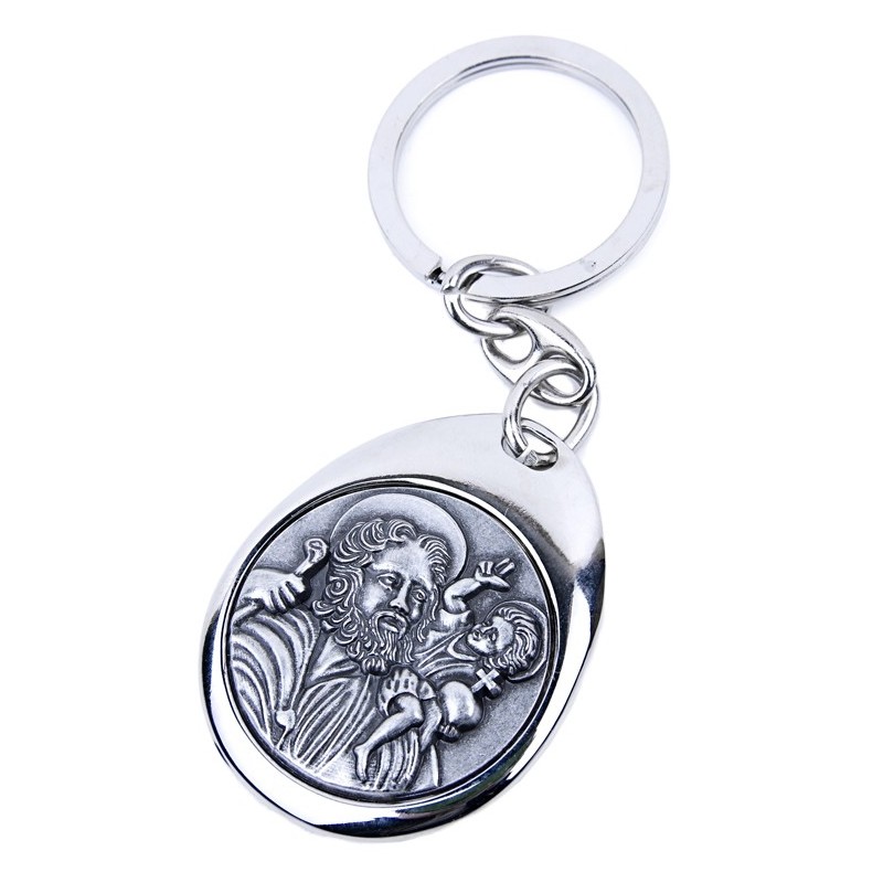 Porte-clefs Saint Christophe métallique